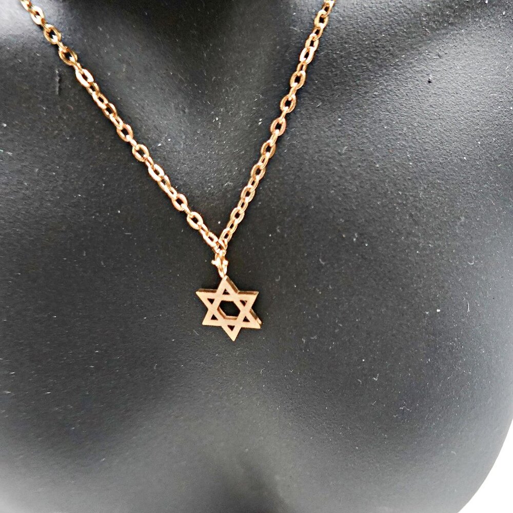 GOLD 14k Gold Plated Star Of David Pendant Necklace for Men and Women